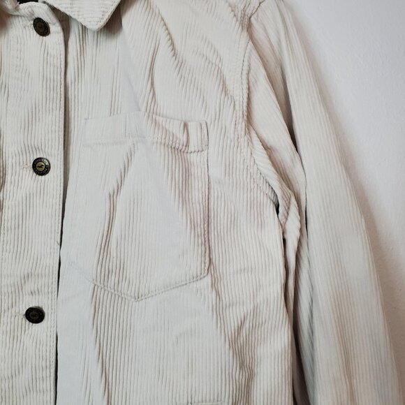 Hollister Women's Shacket Size M Corduroy Cream Layering Piece Loose Fit - Picture 4 of 9